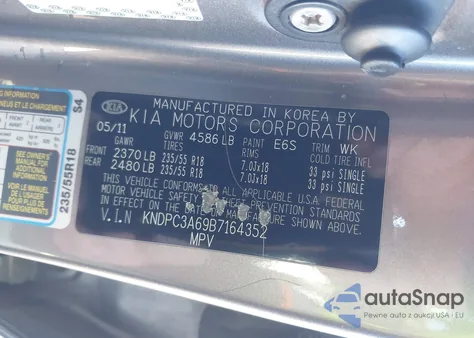 2011 Kia Sportage Sx z USA, uszkodzony, nr VIN KNDPC3A69B7164352